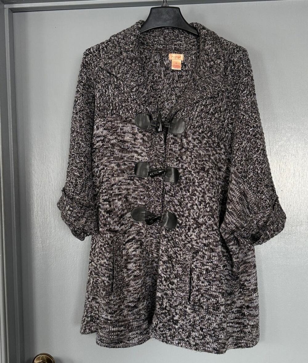 NorthCrest Cardigan Womens 4X Gray Shawl Collar Toggle Oversized Warm Sweater